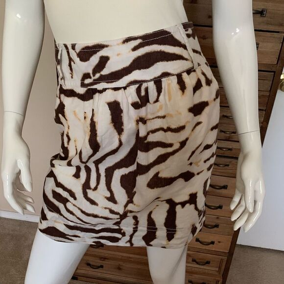 Banana Republic Linen Mini Skirt Animal print size 4 - Picture 1 of 12